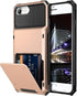 Vofolen Case for iPhone 6 6s 7 8 SE2 - Rose Gold Wallet with Credit Card Holder, Scratch Resistant Dual Layer