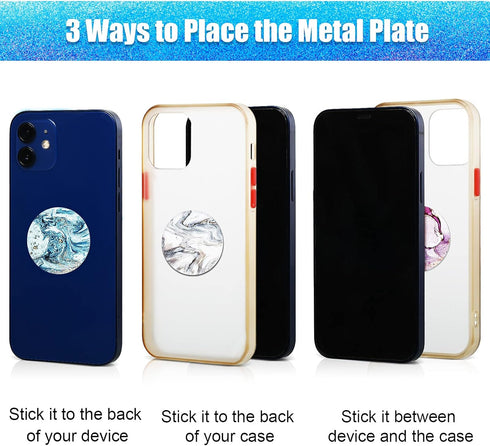 Weewooday 8 Pcs Metal Mount Plate for Phone Magnet Car Holder, Compatible with Magnetic Car Mounts, Marbling Style
