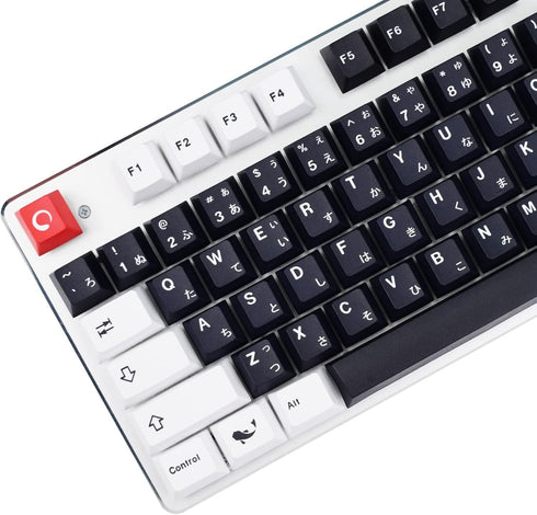 MOLGRIA Black and White Keycaps, 129 Set SuMi PBT Cherry Profile, Custom Japanese Font Keycaps for Gateron Kailh Cherry