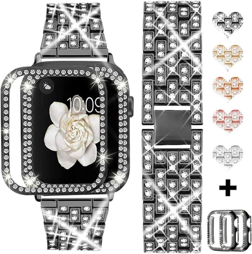 Compatible for Apple Watch Ultra Band - 49mm 46mm 45mm 41mm with 2 Pack Bling Crystal Diamonds Case Cover