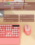 Wireless Keyboard and Mouse Combo, Cute Typewriter Keyboard with Detachable Wrist Rest, Retro Round Keycaps