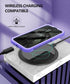 ANSHOW iPhone 12/12 Pro Case, Rugged 360° Full Body with Built-in Screen Protector, Clear Hard PC & Purple Silicone