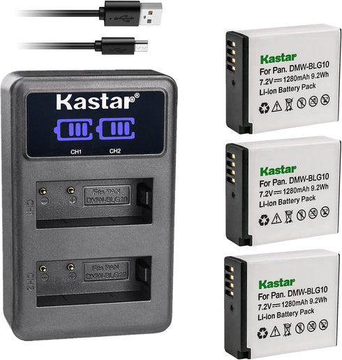 Kastar 3-Pack BP-DC15 Battery and LED2 USB Charger, Compatible with Leica BP-DC15 Battery and Chargers