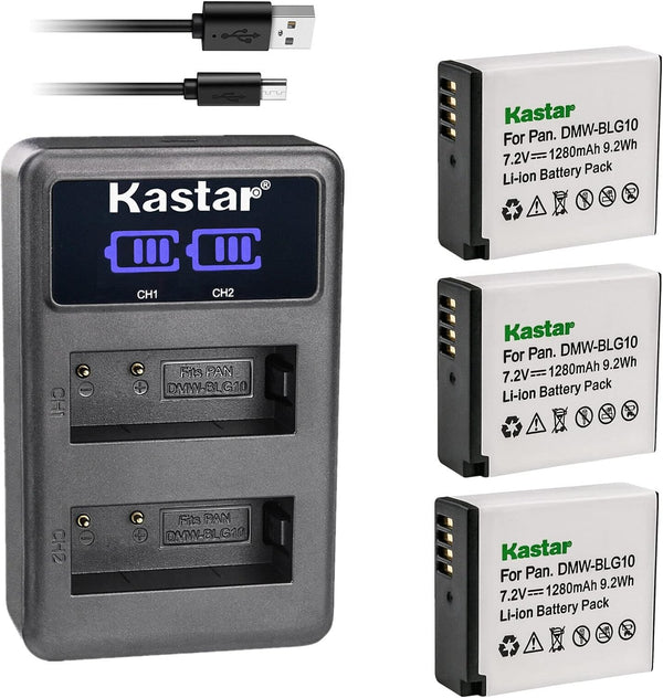 Kastar 3-Pack BP-DC15 Battery and LED2 USB Charger, Compatible with Leica BP-DC15 Battery and Chargers