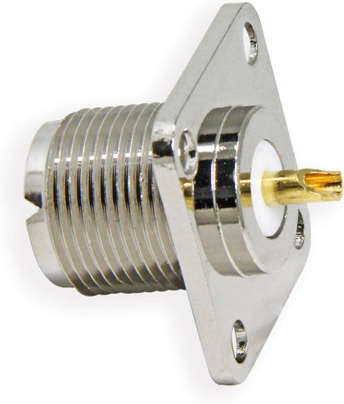 UHF Panel Mount 5-Pack Female SO239 Chassis Mount 4-Hole Jack Flange Solder Cup RF Coax Connector for J Pole Antenna