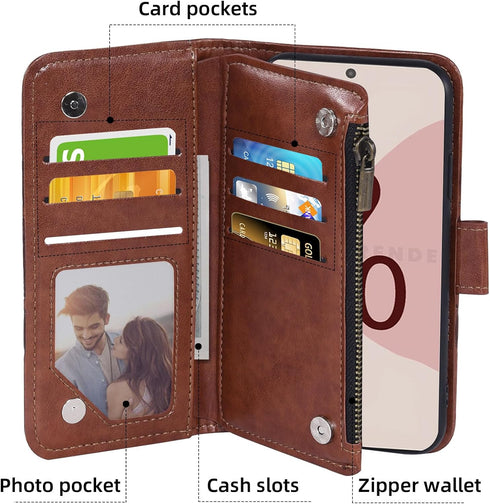 Asuwish Phone Case for Google Pixel 6 Wallet Cover with Tempered Glass Screen Protector and Flower Leather Flip Credit Card Holder Stand Folio Purse Cell Accessories Pixel6 Pixle Six Women Men Brown