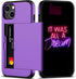 Nvollnoe Purple iPhone 13 Case, Heavy Duty Protective Dual Layer Shockproof Hidden Card Slot Slim Wallet Case