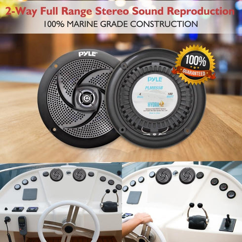 Pyle Marine Speakers, 5.25 Inch Low Profile Waterproof Wakeboard Tower, Weather Resistant Outdoor Audio System, 180