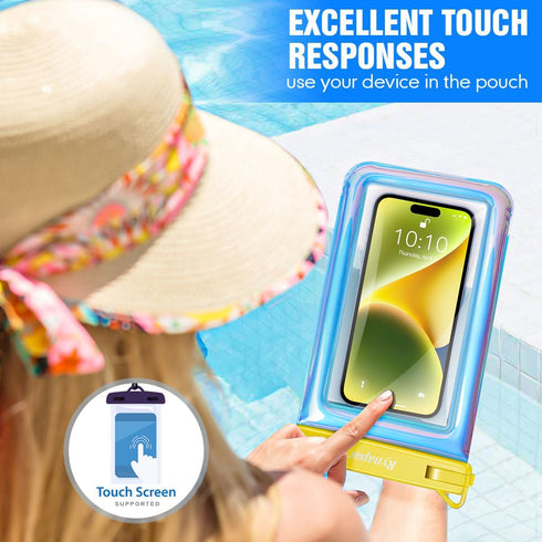 Waterproof Phone Pouch Floating - 2 Pack, Underwater Cell Phone Holder with Lanyard for iPhone 15 Pro Max, Galaxy