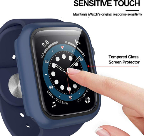 Cuteey 12 Pack Case with Tempered Glass Screen Protector for Apple Watch 44mm, Full Matte Leopard Cow Pattern, 12 Colors