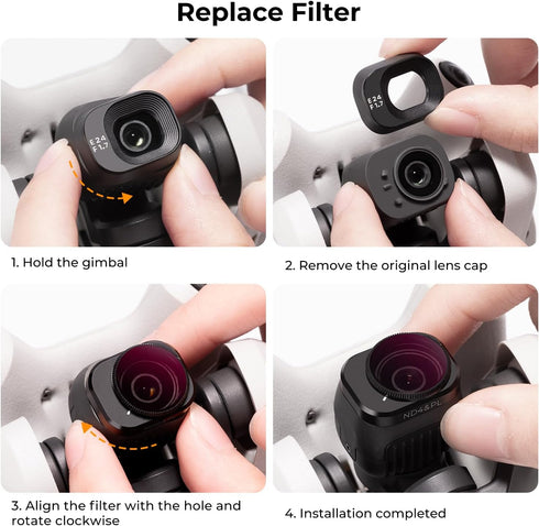 K&F Concept Mini 4 Pro ND&PL Filter Kit, 3Pack (ND8&PL+ND16&PL+ND32&PL) Compatible with DJI Mini 4 Pro, Multi-Coated HD
