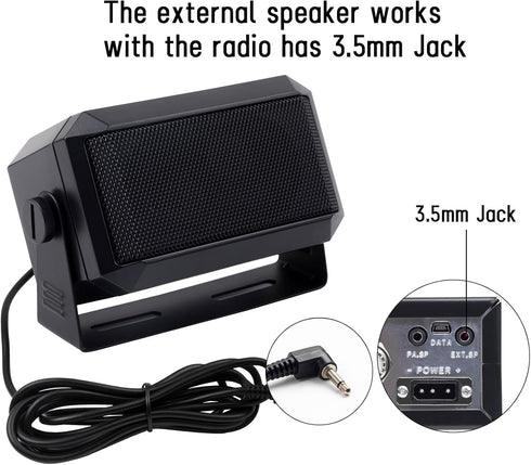 VECTORCOM 3.5mm 5W TRD550 Rectangular Plug External Speaker/CB Speaker for Ham Radio, CB and Scanners