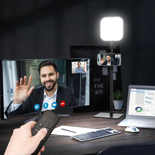 Mojimdo Video Conference Lighting, 180 LED Webcam Light with 3 Color & 5