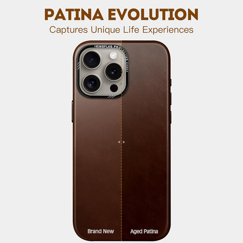 Genuine Leather Case for iPhone 15 Pro Max 6.7 inch, Rustic Brown, Oil Wax Top-Grain Leather, MagSafe Compatible