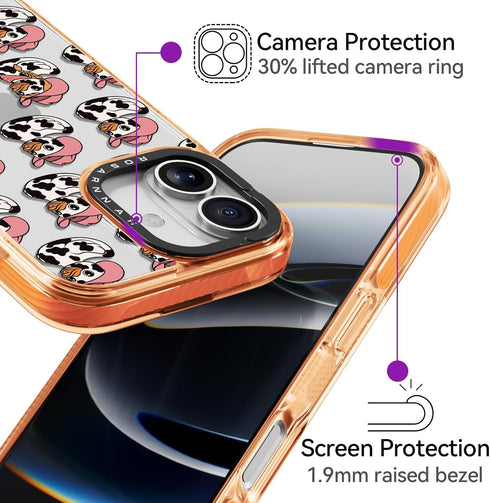 Rosarnnah 17 6.6 (6.3') for iPhone Case Cute - Military-Grade ft Drop Protection Shockproof Phone Case - Milk Cow Ducky