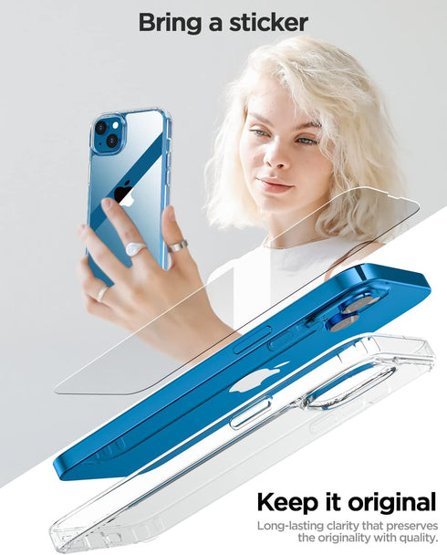 AICase Clear Case for iPhone 14 with Screen Protector and MagSafe Ring, Transparent Slim Shockproof Cover 14 6.1 inch