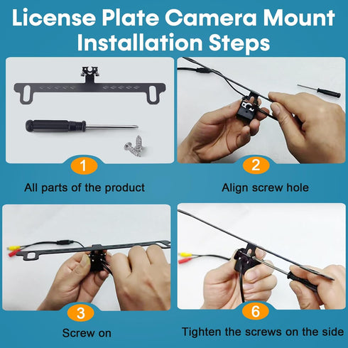 License Plate Bracket for Rear Camera, Universal Mount for Backup Camera, Metal Rust-Proof for Carplay Android Auto