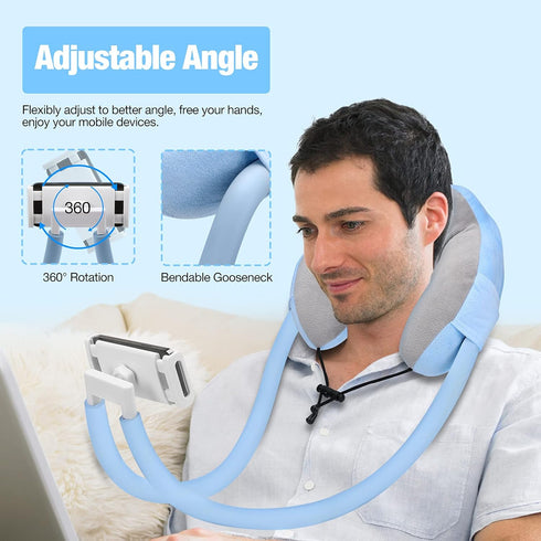 MoKo Neck Phone Holder, Lazy Gooseneck Pillow Bracket, 360° Rotate Stand for 4"-11" Devices