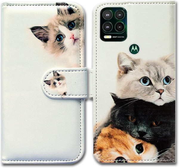 Case for Moto G Stylus 5G (Not Fit G Stylus 4G) - Cute Brown Cat Leather Flip Phone Case Wallet Cover with Card Slot