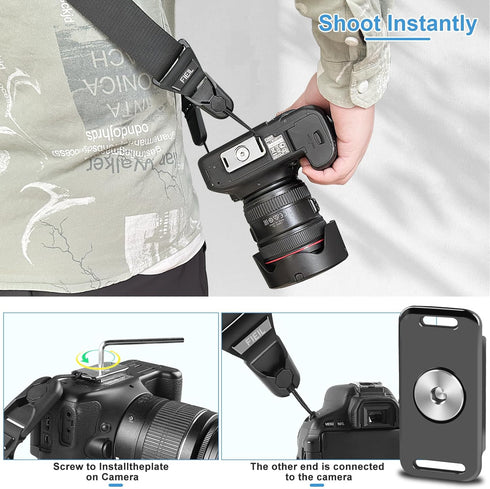 FIEIL Camera Strap with Quick Release Plate, Adjustable Camera Neck Strap, Comfort Camera Sling Strap, Quick Release