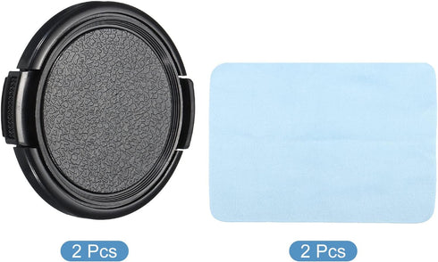 PATIKIL 2 Pack Camera Lens Cap, Sides Pinch Front Lens Cover with Microfiber Cleaning Cloth for 49mm Universal DSLR