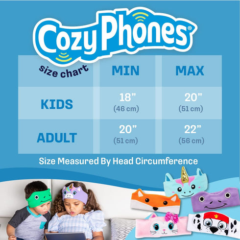 CozyPhones Kids Headphones, Stretchy Headband Earphones for Children 1-3, Comfy Travel Accessories - Purple Frog