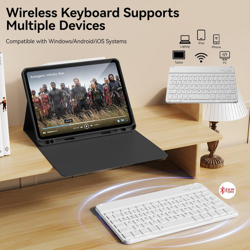 Keyboard Case for iPad Pro 11 Inch 4th/3rd/2nd Gen, Detachable Wireless Bluetooth Keyboard & Flip Stand Case, Black