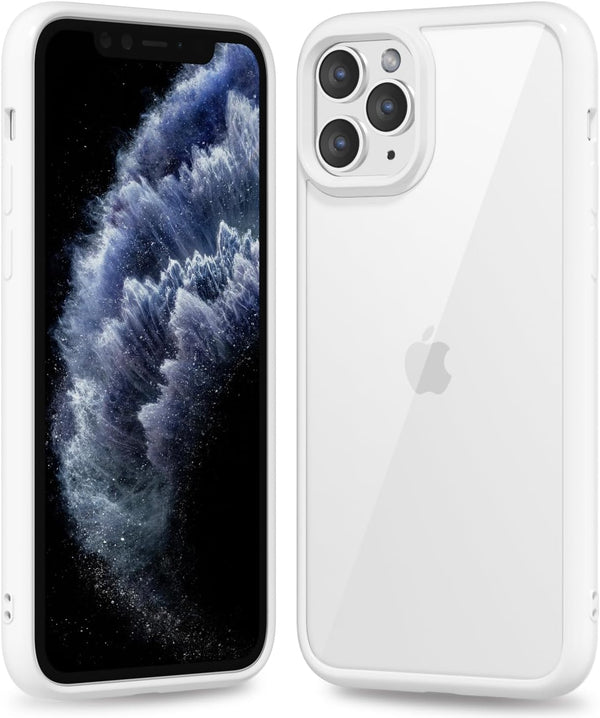 oakxco Thin Slim Clear Case for iPhone 15 Pro Max - Transparent Hybrid Hard Shell & Soft Silicone Rubber Bumper, White