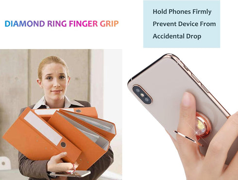 lenoup Glitter Bling Bling Phone Ring Holder, Sparkle Phone Ring Artificial Diamond Stand, Rhinestone Cell Phone Finger