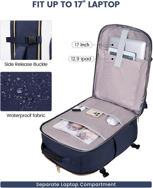 Backpack 40L Backpack 17" 3 Packing LOVEVOOK Large Travel for Women & Men, Carry on for Airplanes, TSA Personal Item