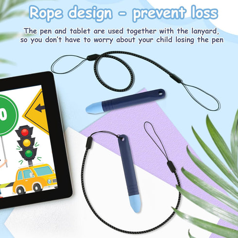 2pcs Kid-Friendly Stylus Pens with Anti-Loss Lanyards, Kids Stylus Pens for Touchscreen, Compatible with iPad, iPhone,