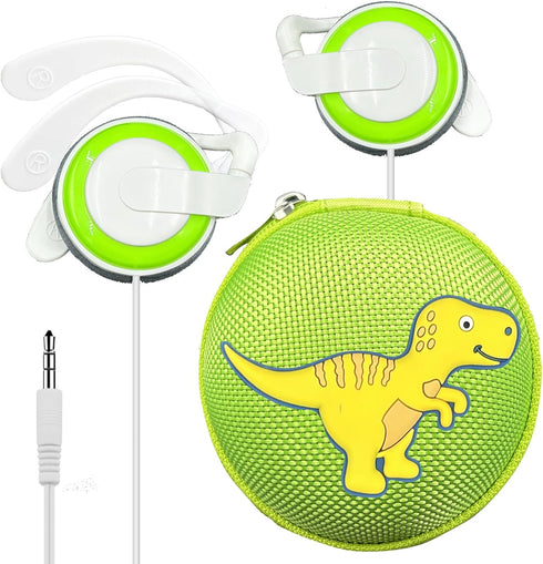 Hooks Earbuds Set with Case for Kids, Wired Over-Ear 3.5mm Headphones for Phone and PC, Comfortable Earphones