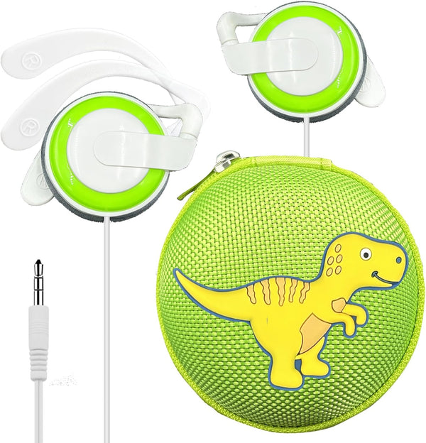 Hooks Earbuds Set with Case for Kids, Wired Over-Ear 3.5mm Headphones for Phone and PC, Comfortable Earphones