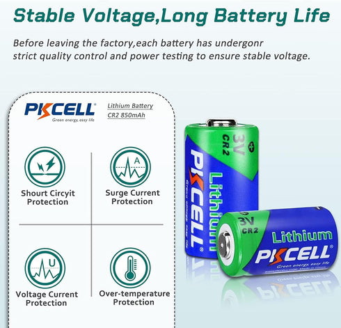PKCELL 8-Pack CR2 850mAh Lithium Battery for Motion Sensors, CR15h270 3V