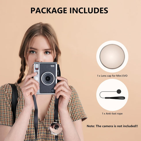 Mini EVO Lens Cap, Protective Cover Compatible with Fujifilm Instax Mini Evo, Champagne Gold