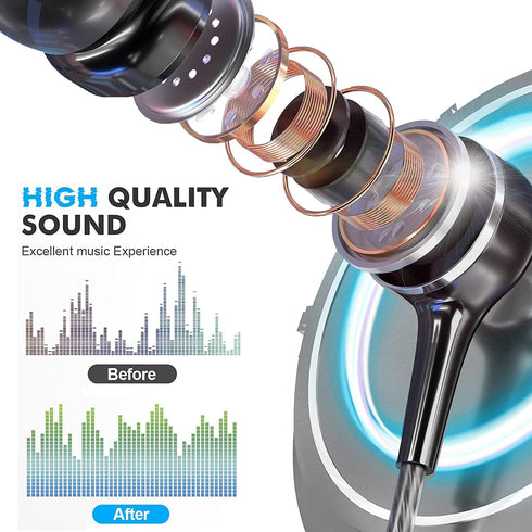 Wired Earbuds with Microphone 5 Pack, in-Ear Headphones with Heavy Bass, High Sound Quality Earphones for iPad, Laptop,