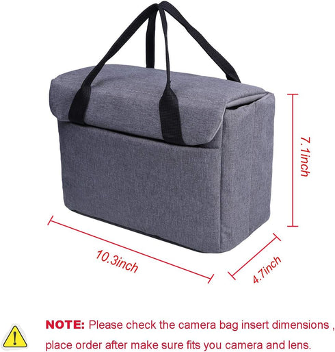 BOMKEE Protective Bag for DSLR SLR Camera, Padded Insert Cube, Water Resistant, Grey, for Sony, Canon, Nikon, Olympus