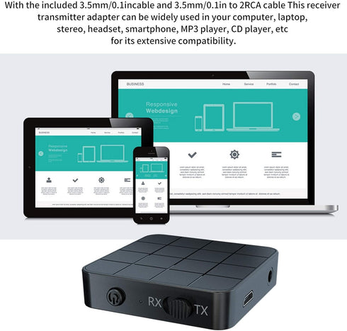 KN321 Wireless Bluetooth 5.0 Audio Transmitter Receiver, 2 in 1 Adapter for TV and Computer with High Compatibility