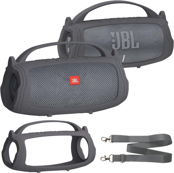 Silicone Cover Case Compatible with JBL Charge 4/Charge 5, Soft Skin Sleeve for Bluetooth Speaker Accessories (Gray)