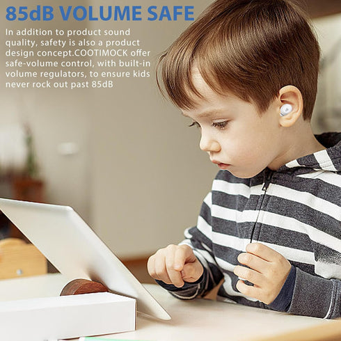 Kids Earbuds, Bluetooth 5.3 Earbuds for Kids with HiFi Stereo & Deep Bass, 30H Play Time, Wireless Earbuds with Mic, In