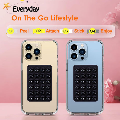 Suction Phone Case Mount, 2Pcs Silicone Grip Compatible with iPhone and Android Cases, Anti-Slip