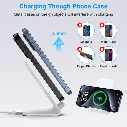Pixel Fast Wireless Charger, 15W Charging Stand for Google Pixel 8a/8/8 Pro/7a/7 Pro/6 Pro, Android & Samsung Galaxy