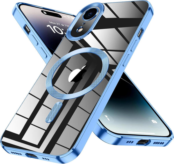 Magnetic Clear Case for iPhone XR 6.1-Inch, Military Drop Protection, Shockproof Slim Crystal Clear - Sky Blue