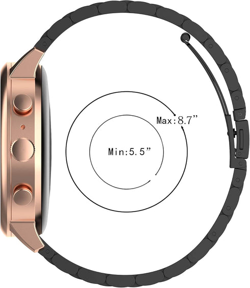 FitTurn Compatible with Rinsmola 2021 Smart Watch Band, Quick Release Classic Stainless Steel Metal Straps