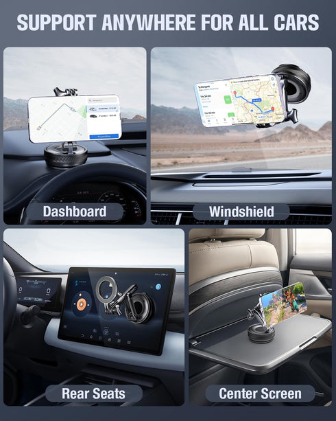 InwodiTeki 360 108+LBS 3000gf 17 16 15 14 13 12/ Magnetic Phone Holders for Your Car, Upgraded Vacuum Car Phone Holder