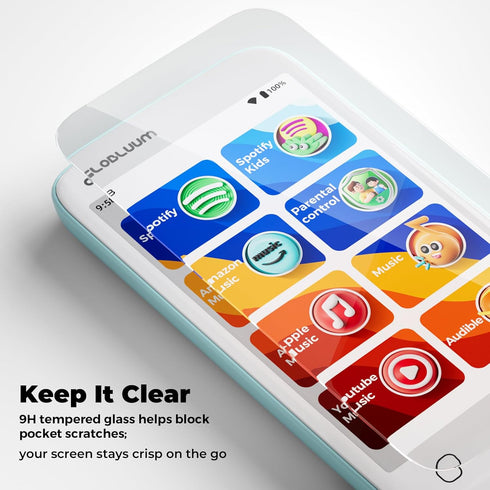 Globluum SU3, SU5, SU7, SU9 MP3 9H Screen Protector Player, Tempered Glass Screen Protector, HD Clear, Scratch