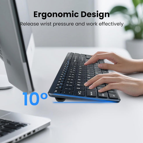 INFINMIND Keyboard-2.4G Keyboard,19 Wireless Ultra Slim Quiet Full Size USB PC Computer Multimedia Keys,Number