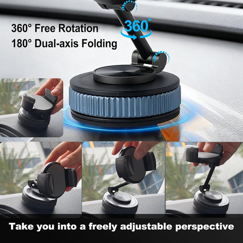METINFUS 360 Vacuum Car Phone Holders, Upgrade Strong Suction Cup Phone Mount for Car, Adjustable Clamp Clip Phone