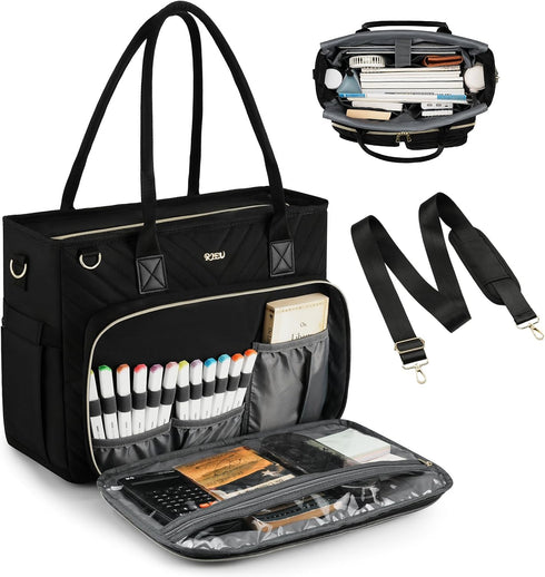 Stylish Teacher Tote Bag for Women - Spacious Work Bag with Laptop Compartment and Shoulder Strap