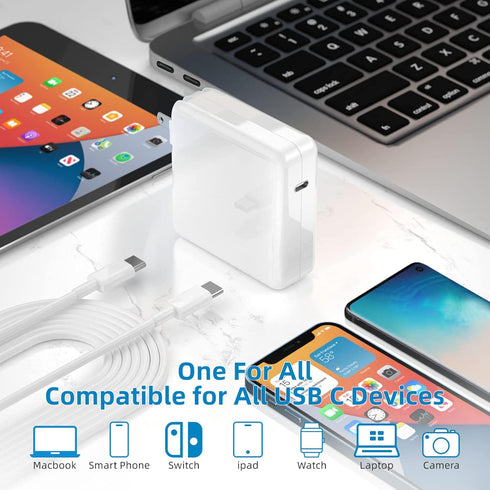 Mac Book Pro Charger - 118W USB C Fast Charger for MacBook Pro, Air, iPad Pro, Samsung Galaxy, 6.6ft Cable